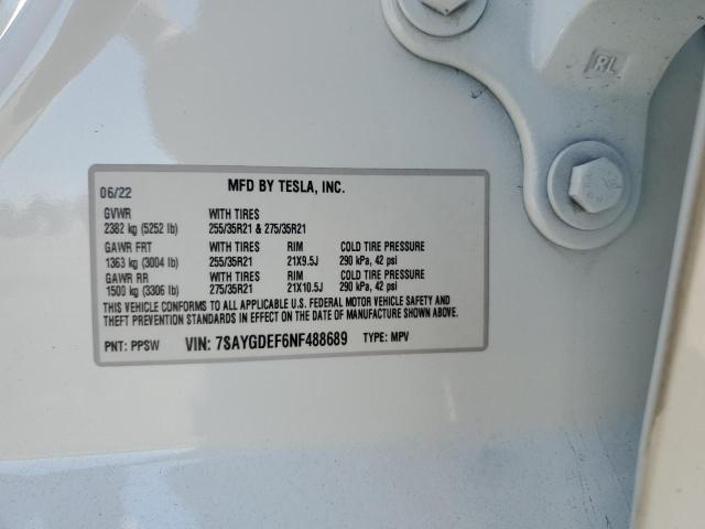 2022 TESLA MODEL Y 7SAYGDEF6NF488689