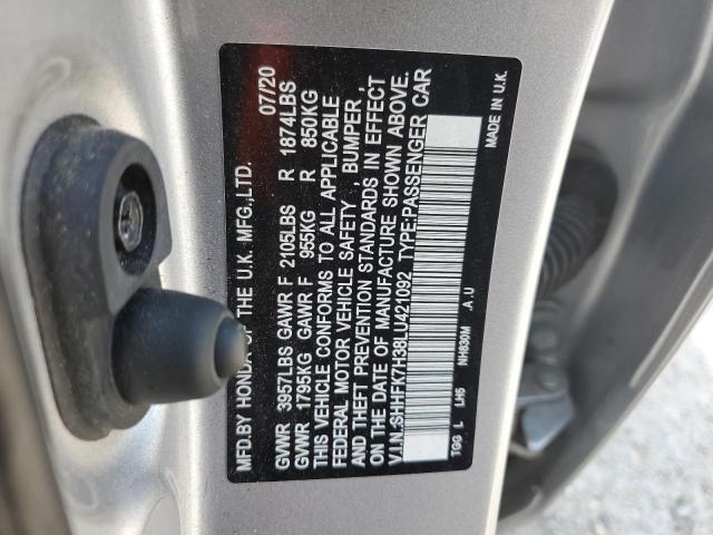 2020 HONDA CIVIC LX SHHFK7H38LU421092
