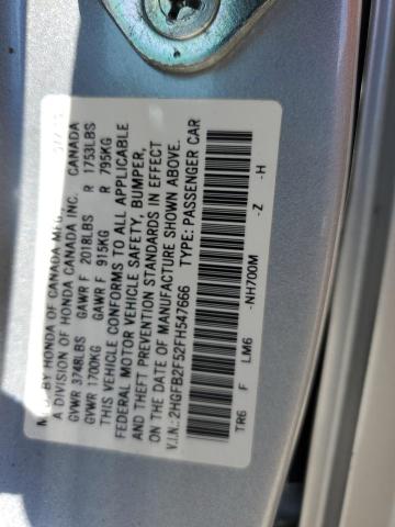 2015 HONDA CIVIC LX 2HGFB2F52FH547666