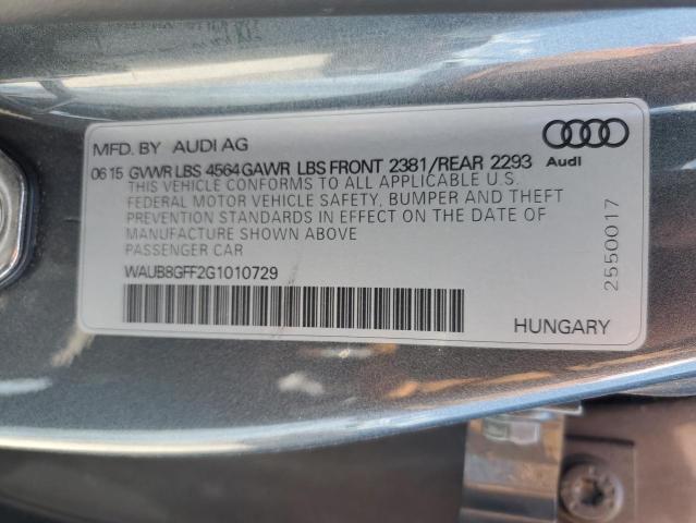 2016 AUDI A3 PREMIUM WAUB8GFF2G1010729