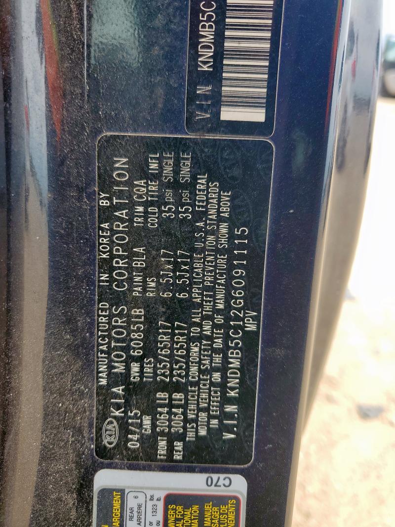 2016 KIA SEDONA LX KNDMB5C12G6091115