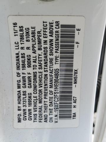 2017 HONDA CIVIC LX 19XFC2F51HE004805