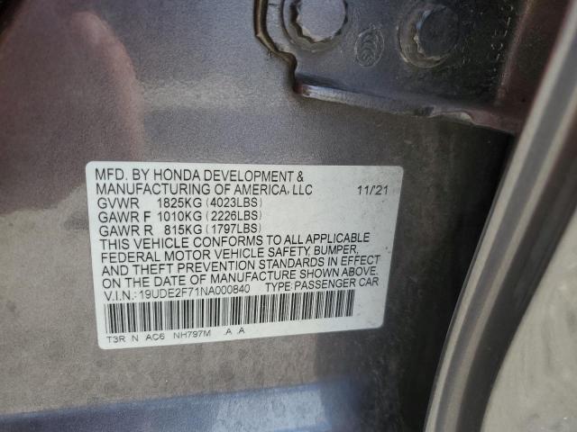 2022 ACURA ILX PREMIUM 19UDE2F71NA000840
