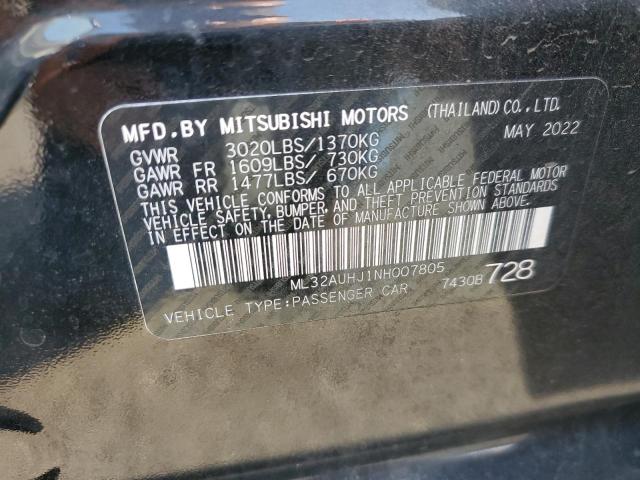2022 MITSUBISHI MIRAGE ES ML32AUHJ1NH007805