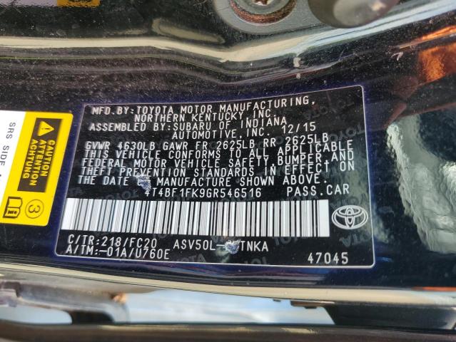2016 TOYOTA CAMRY LE 4T4BF1FK9GR546516