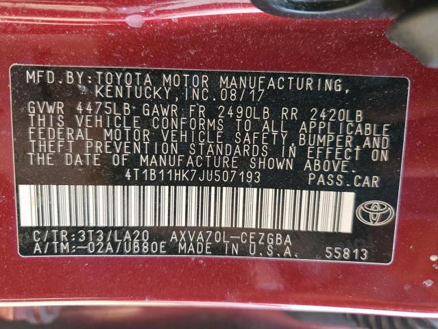 2018 TOYOTA CAMRY L - 4T1B11HK7JU507193