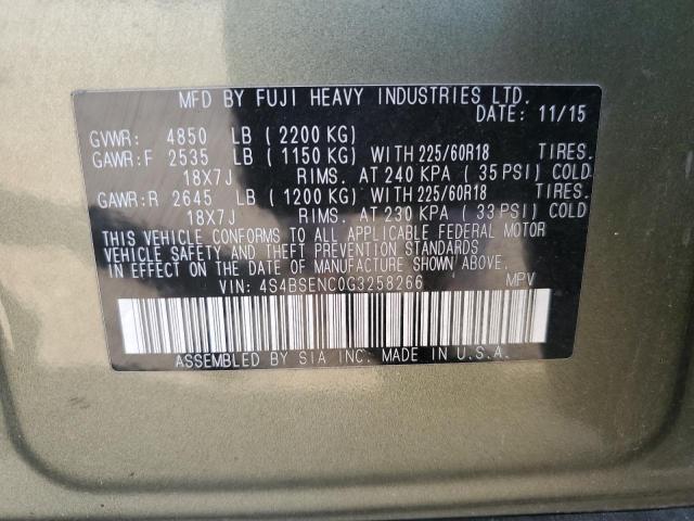 2016 SUBARU OUTBACK 3. 4S4BSENC0G3258266