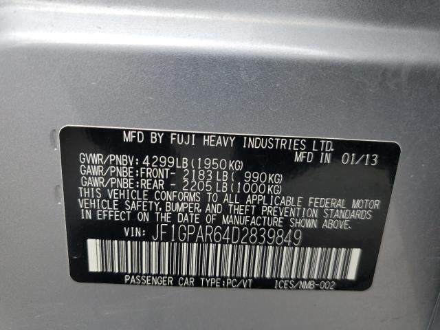 2013 SUBARU IMPREZA SP - JF1GPAR64D2839849