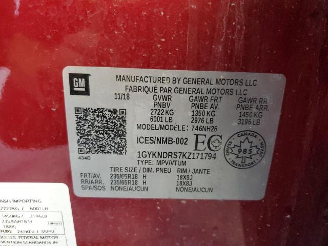 2019 CADILLAC XT5 LUXURY 1GYKNDRS7KZ171794