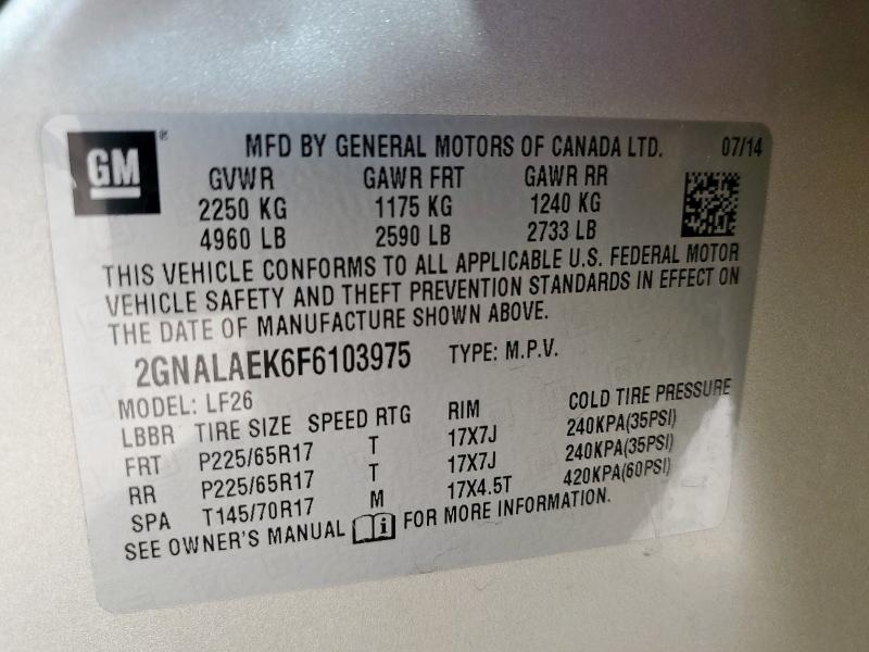 2015 CHEVROLET EQUINOX LS 2GNALAEK6F6103975