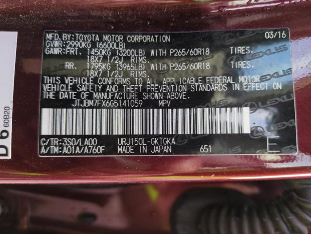 2016 LEXUS GX 460 JTJBM7FX6G5141059