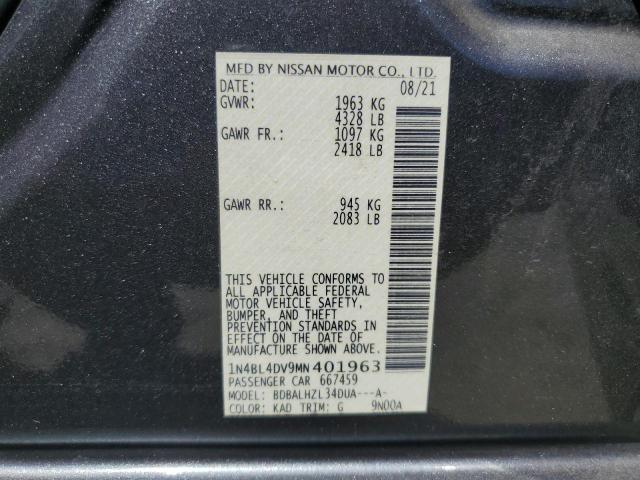 2021 NISSAN ALTIMA SV 1N4BL4DV9MN401963