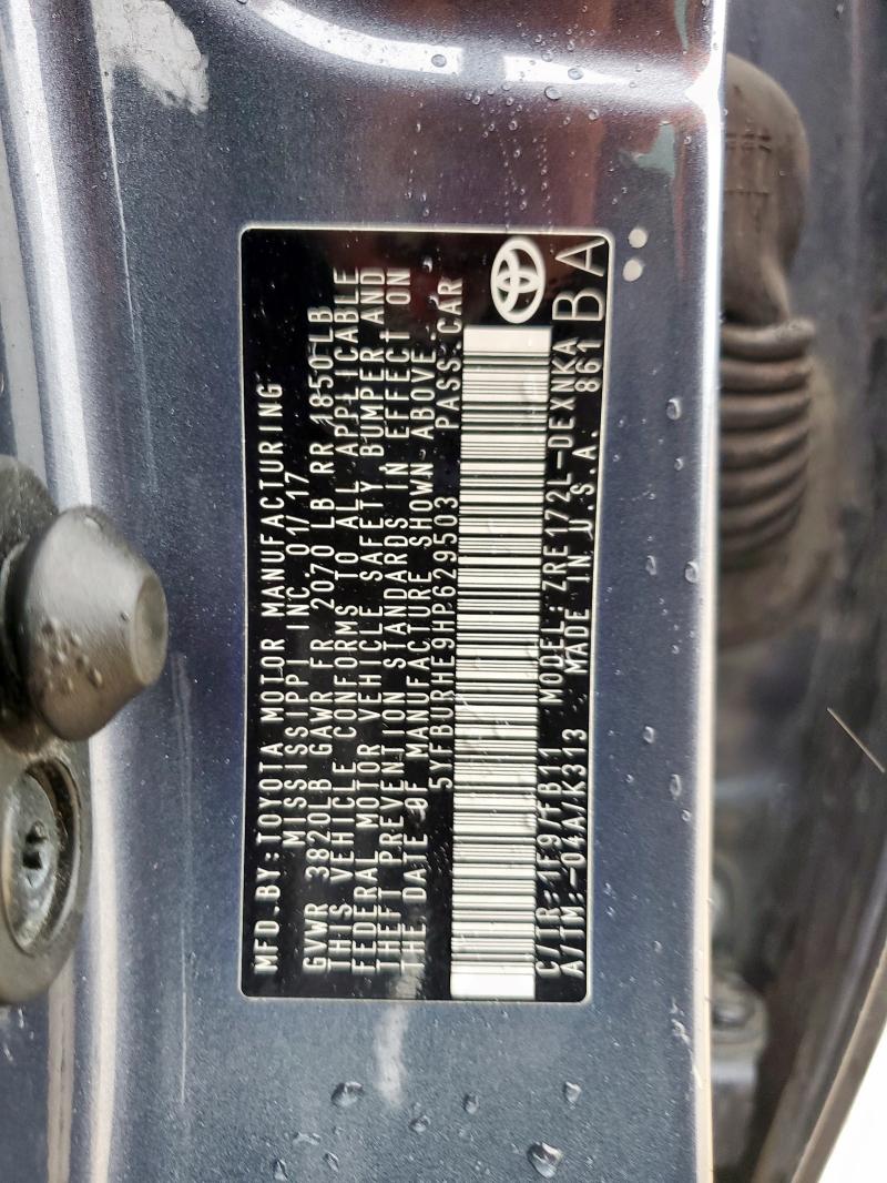 2017 TOYOTA COROLLA L - 5YFBURHE9HP629503