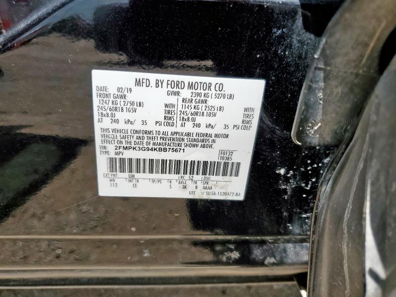 2019 FORD EDGE SE 2FMPK3G94KBB75671