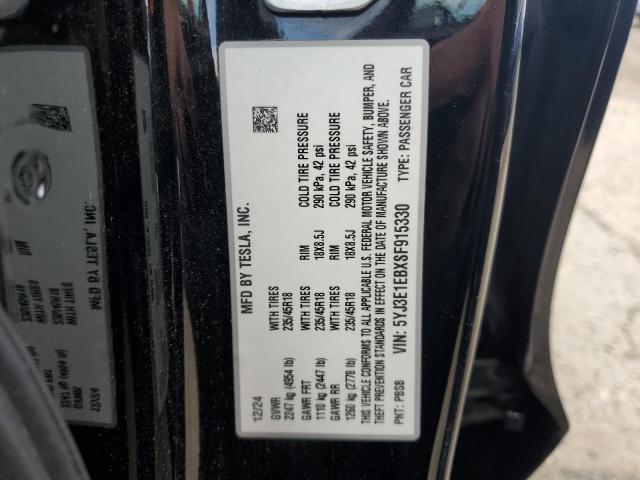2025 TESLA MODEL 3 5YJ3E1EBXSF915330