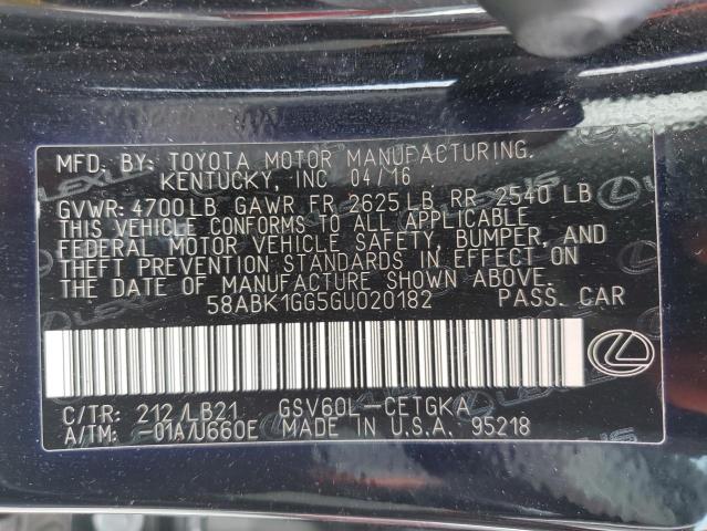 2016 LEXUS ES 350 58ABK1GG5GU020182