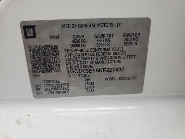 2019 CHEVROLET SILVERADO - 1GC1KSEY6KF227492