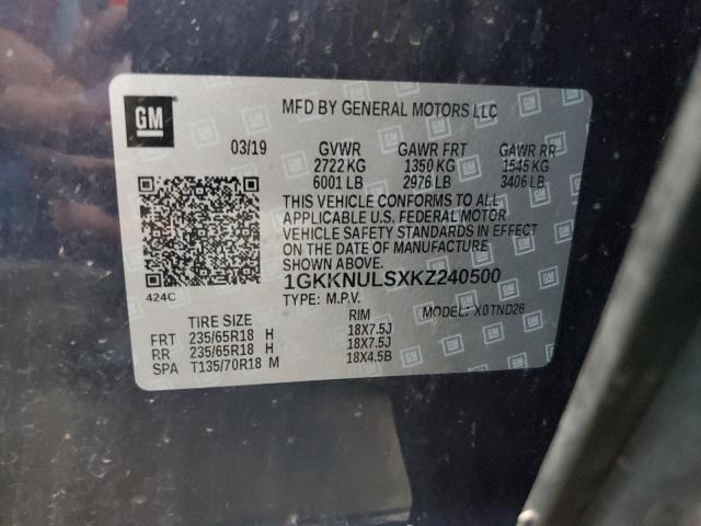 2019 GMC ACADIA SLT 1GKKNULSXKZ240500