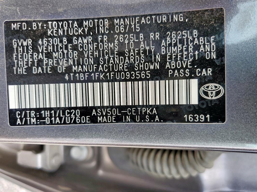 2015 TOYOTA CAMRY LE 4T1BF1FK1FU093565