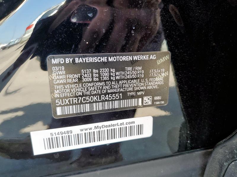 2019 BMW X3 SDRIVE3 5UXTR7C50KLR45551