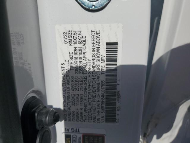 2022 HONDA CR-V EXL 5J6RT6H84NL017895