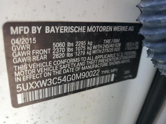 2016 BMW X4 XDRIVE2 - 5UXXW3C54G0M90022