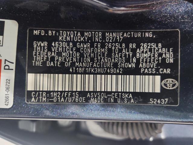 2017 TOYOTA CAMRY LE - 4T1BF1FK3HU749042