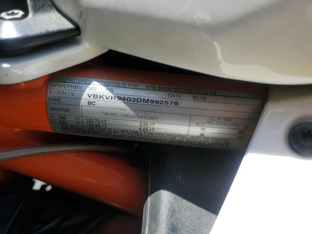 2013 KTM 1190 RC8 VBKVR9403DM992576