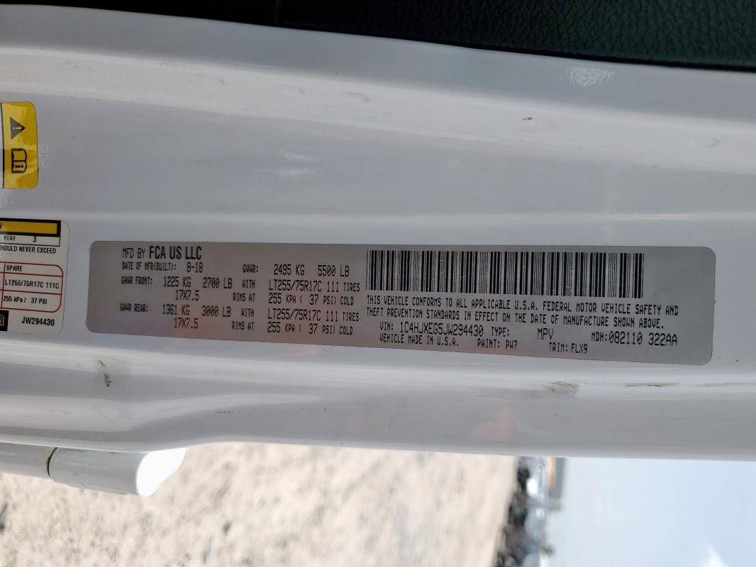 2018 JEEP WRANGLER U 1C4HJXEG5JW294430