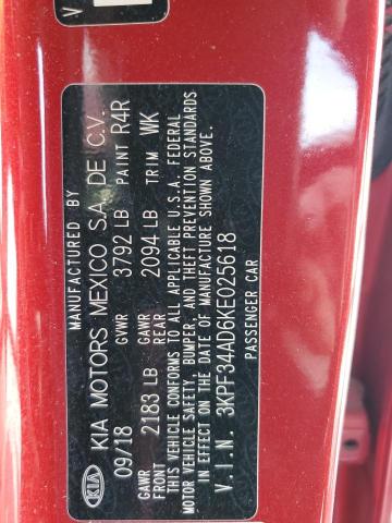 2019 KIA FORTE GT L 3KPF34AD6KE025618