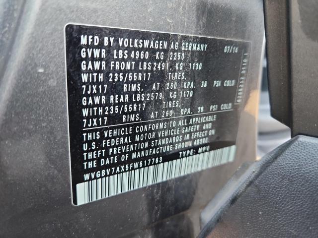 2015 VOLKSWAGEN TIGUAN S - WVGBV7AX5FW517763