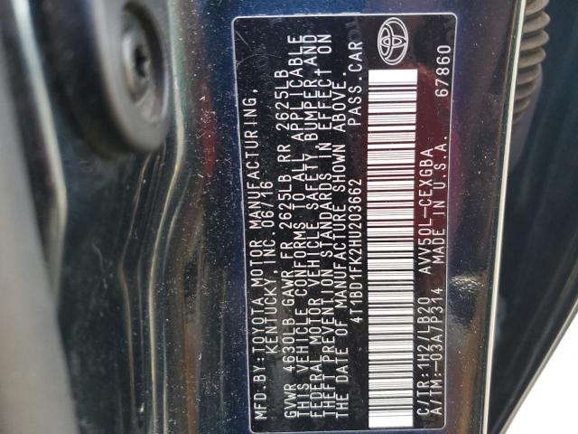 2017 TOYOTA CAMRY HYBR - 4T1BD1FK2HU203662
