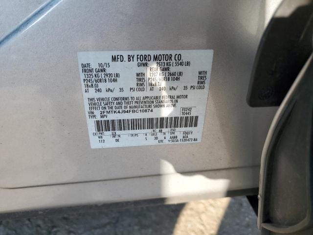 2015 FORD EDGE SEL 2FMTK4J94FBC10874