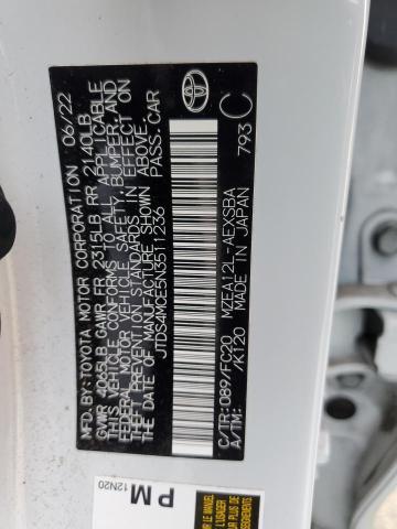 2022 TOYOTA COROLLA SE JTDS4MCE5N3511236