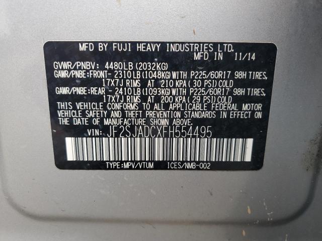 2015 SUBARU FORESTER 2 JF2SJADCXFH554495
