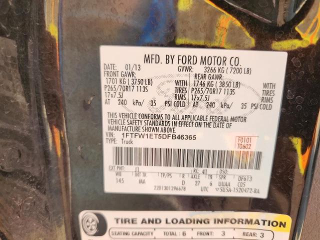 2013 FORD F150 SUPER - 1FTFW1ET5DFB46365