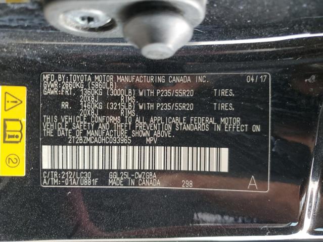 2017 LEXUS RX 350 BAS 2T2BZMCA0HC093965