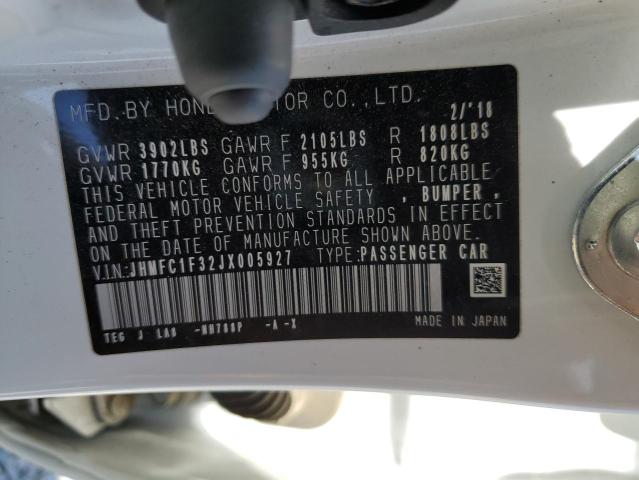 2018 HONDA CIVIC EX JHMFC1F32JX005927