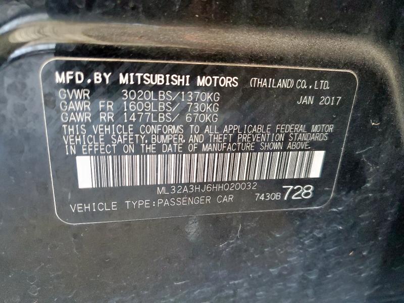 2017 MITSUBISHI MIRAGE ES ML32A3HJ6HH020032