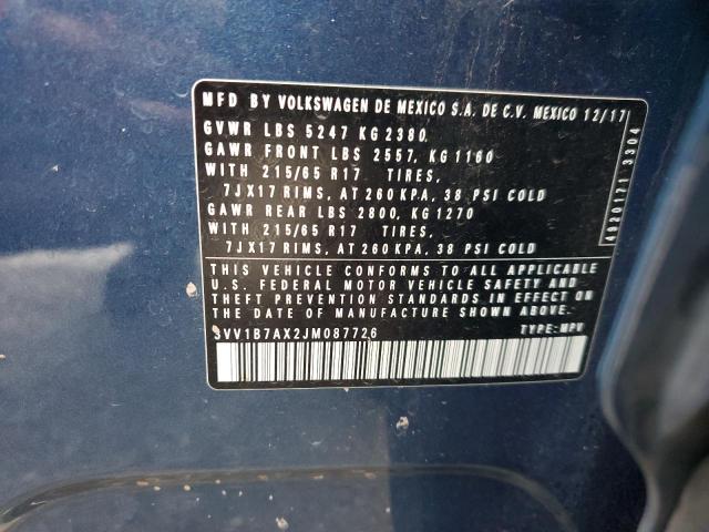 2018 VOLKSWAGEN TIGUAN S 3VV1B7AX2JM087726