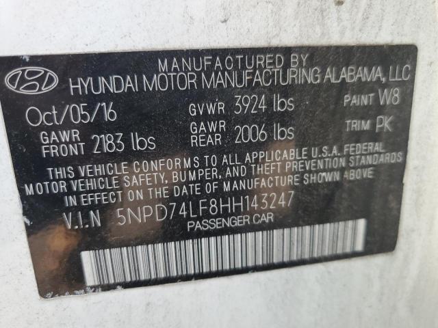 2017 HYUNDAI ELANTRA SE 5NPD74LF8HH143247