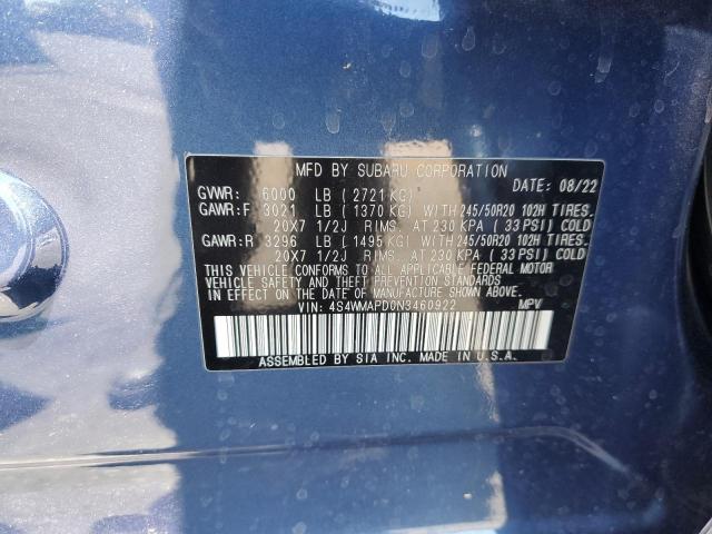 2022 SUBARU ASCENT LIM 4S4WMAPD0N3460922
