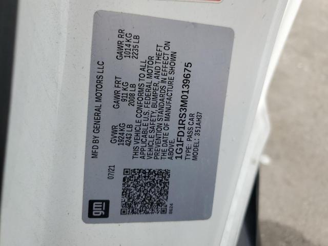 2021 CHEVROLET CAMARO LT 1G1FD1RS3M0139675