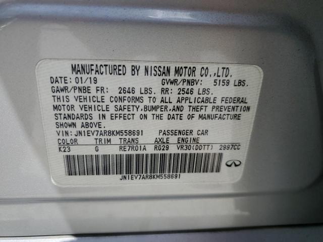 2019 INFINITI Q50 LUXE JN1EV7AR8KM558691