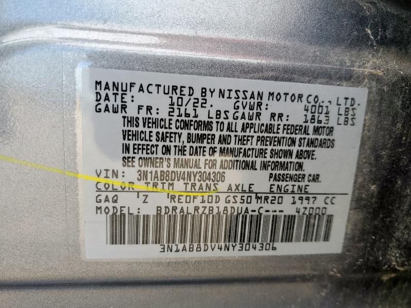 2022 NISSAN SENTRA SR 3N1AB8DV4NY304306