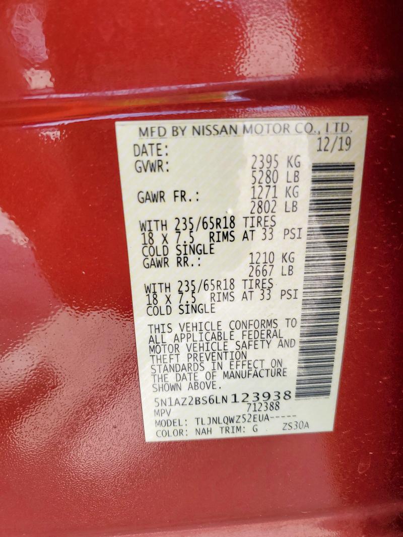 2020 NISSAN MURANO SV - 5N1AZ2BS6LN123938