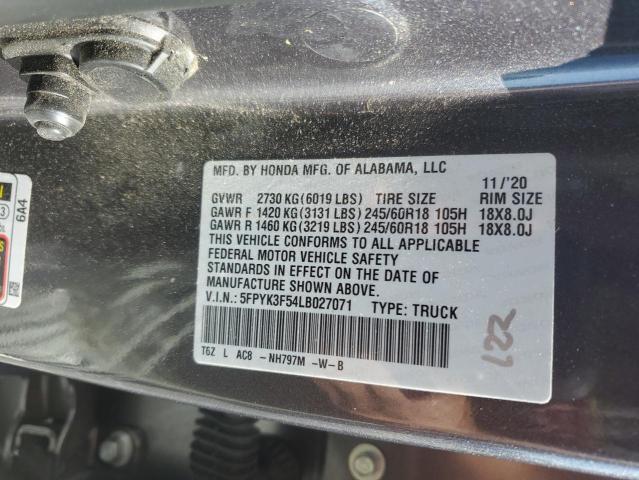 2020 HONDA RIDGELINE - 5FPYK3F54LB027071