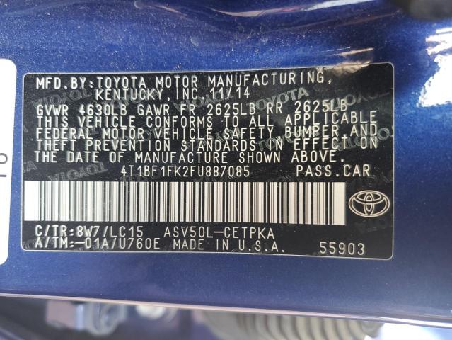 2015 TOYOTA CAMRY LE 4T1BF1FK2FU887085