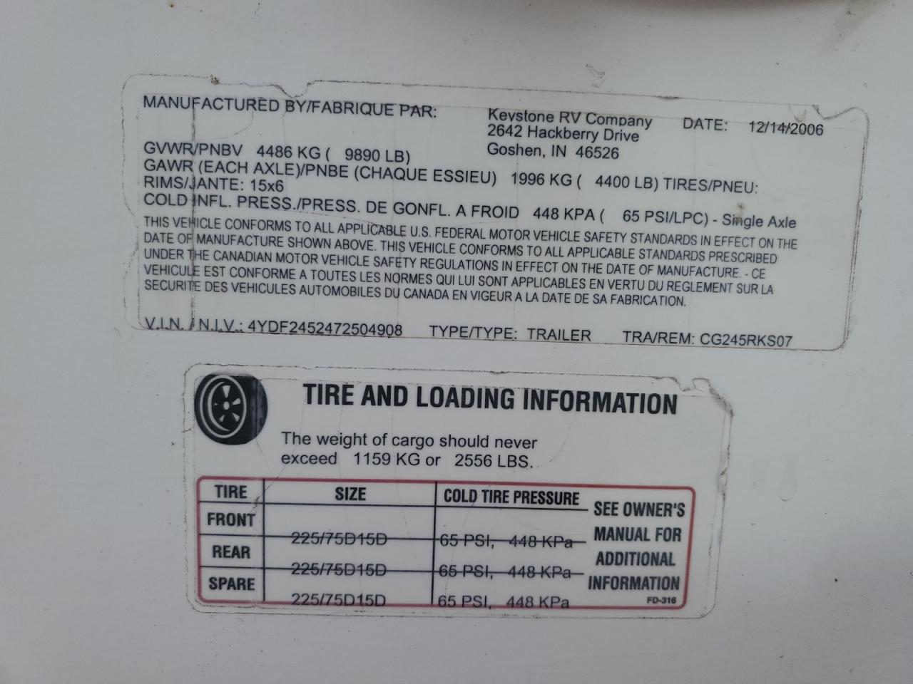 Lot #3281509692 2007 KEYSTONE COUGAR