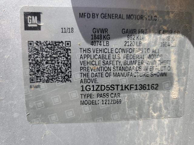 2019 CHEVROLET MALIBU LT - 1G1ZD5ST1KF136162